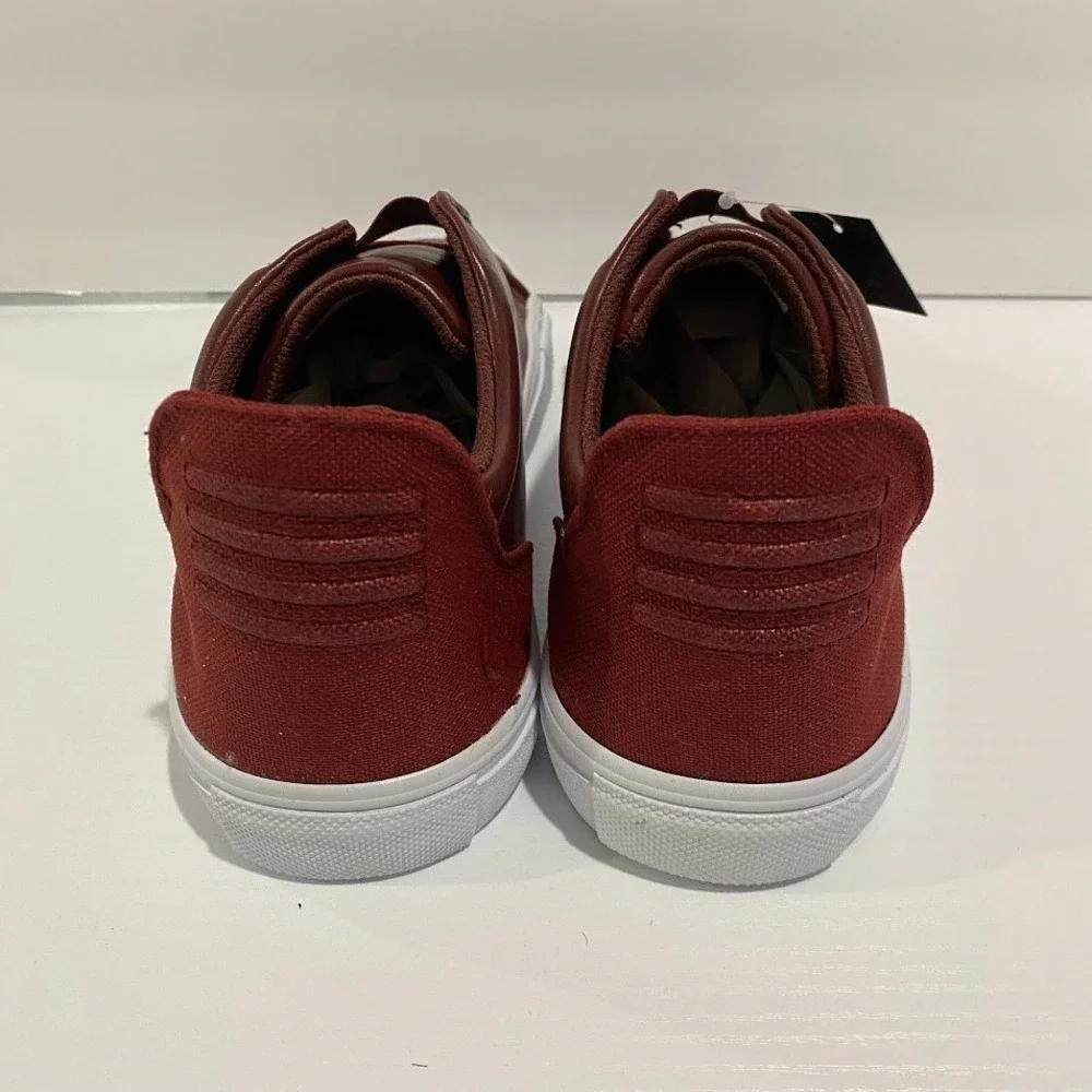 London Fog Men Slip On Memory Foam Sneakers Burgundy Size 8.5